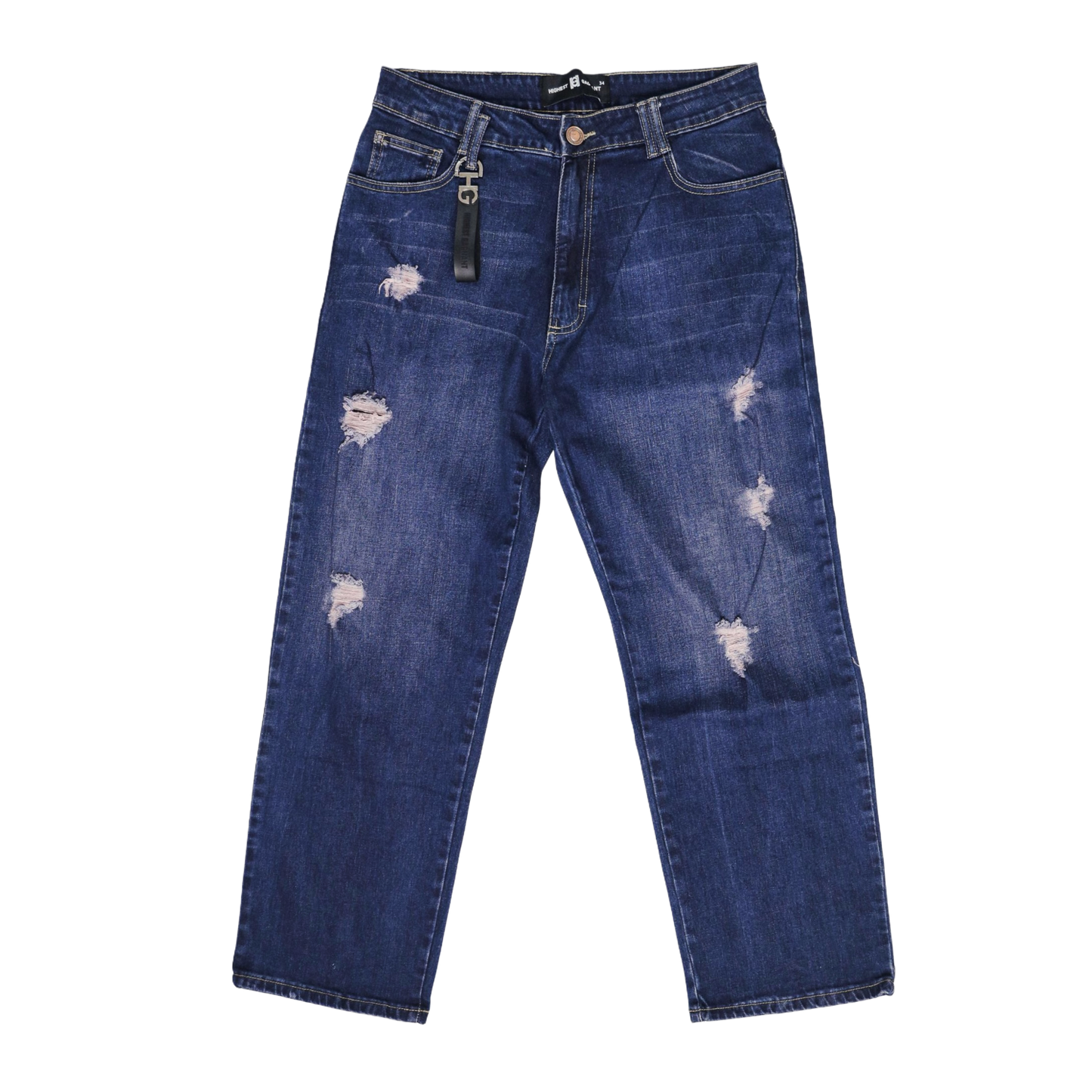RIPPED STRAIGHT ÍNDIGO JEANS