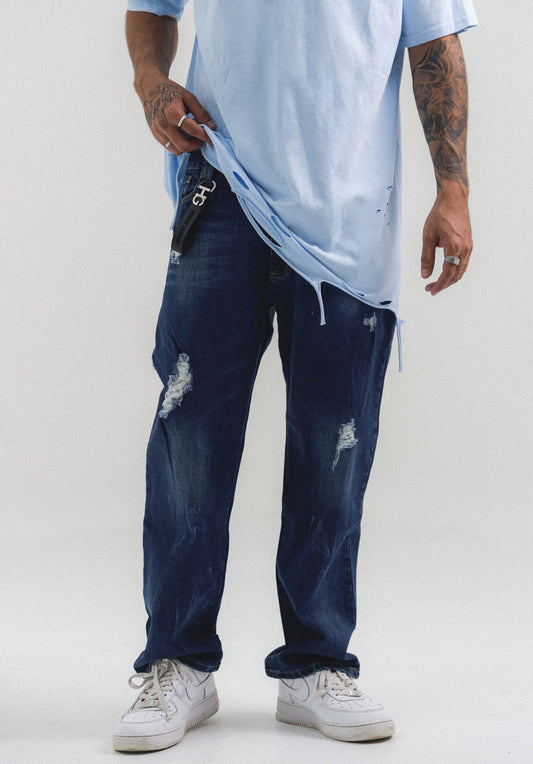 STRAIGHT STONEWASH JEANS