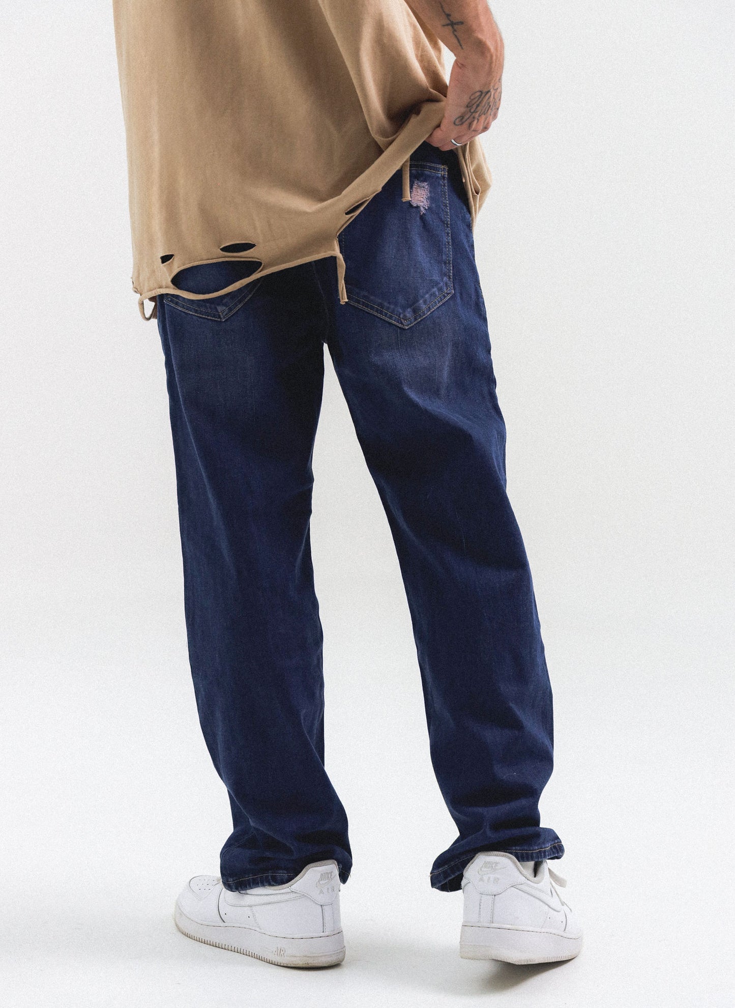 RIPPED STRAIGHT ÍNDIGO JEANS